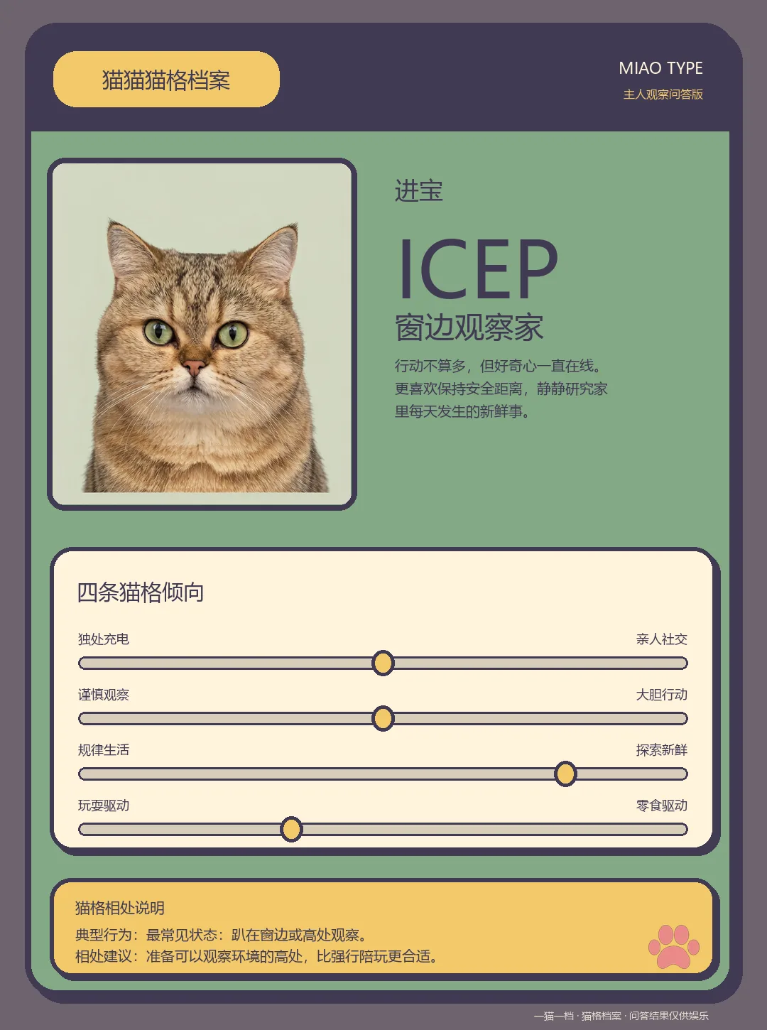 进宝生成的猫猫猫格档案